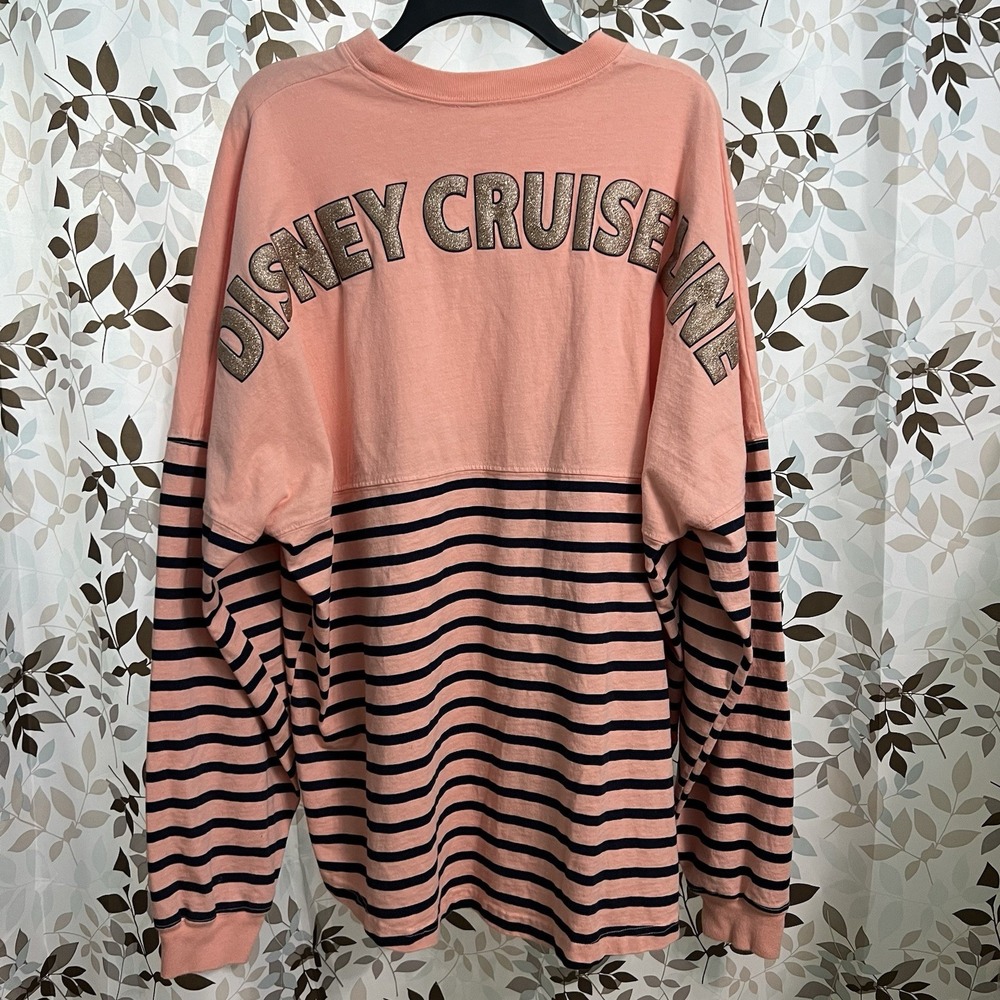 Disney Cruise Line Spirit Jersey Gold Glitter Size XL Peach Striped - Picture 5 of 7